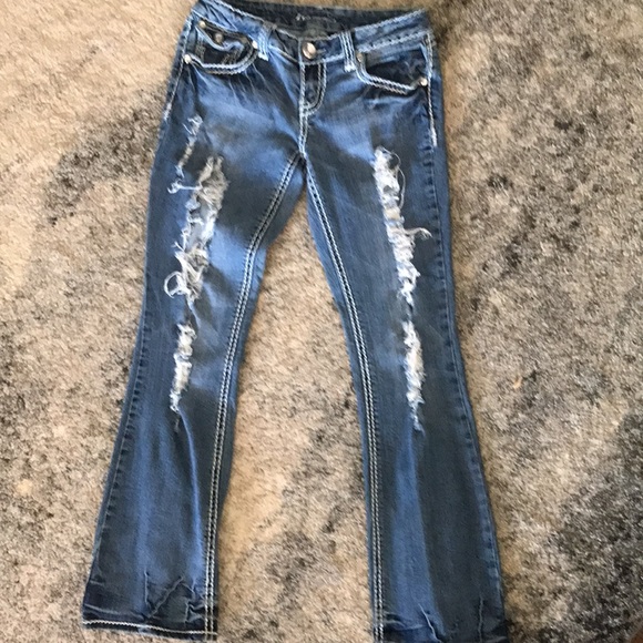 ZCO Premium Destroyed Distressed Bootcut Jeans - Picture 4 of 15